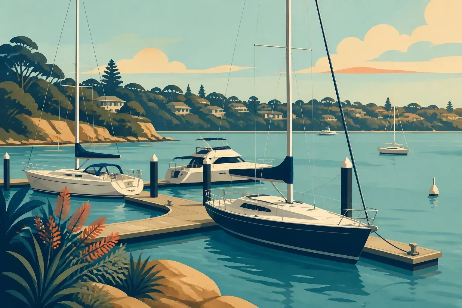 Editorial sailing illustration for Corleone Marinas Drummoyne