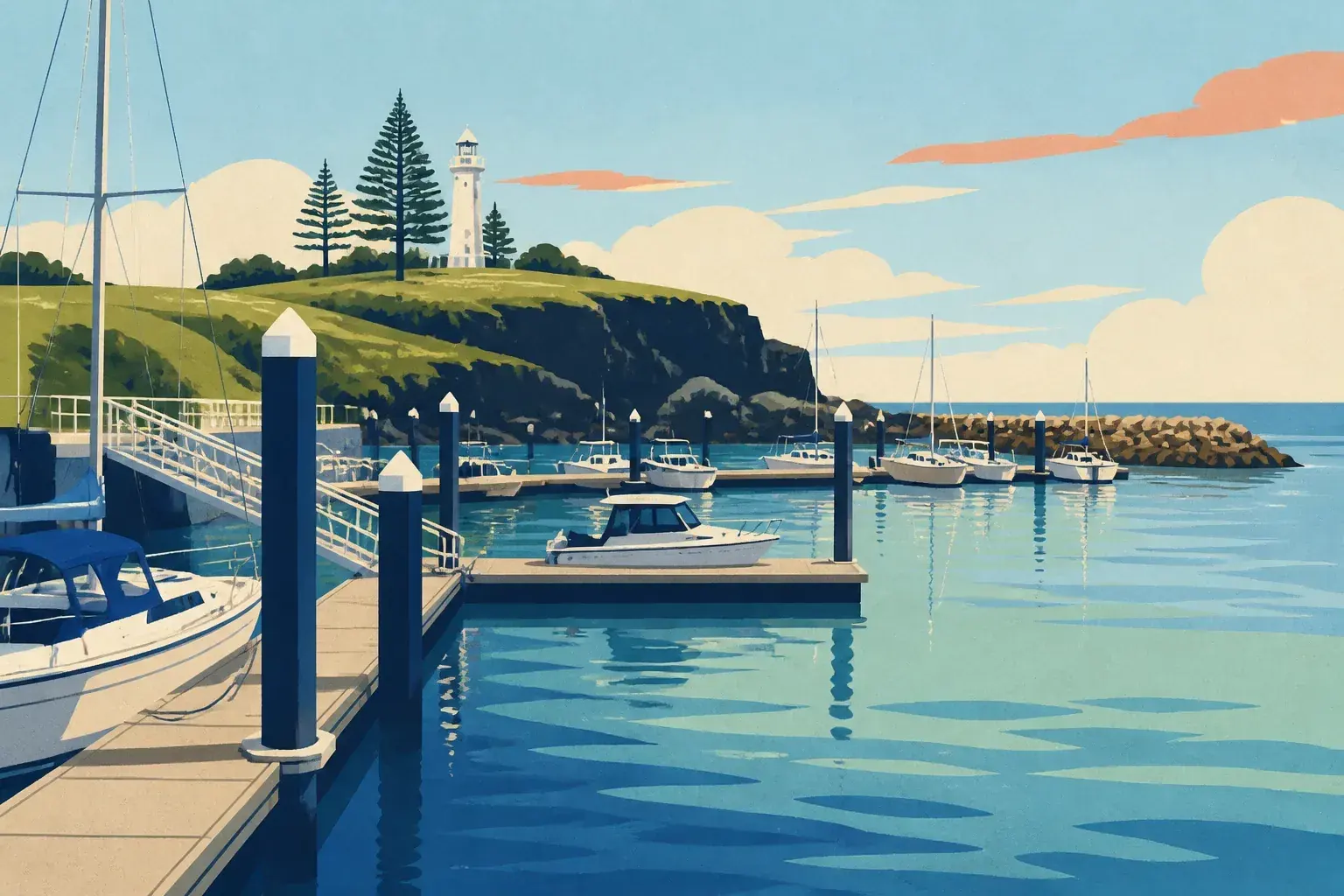 Editorial sailing illustration for Kiama Harbour (Robertson Basin)
