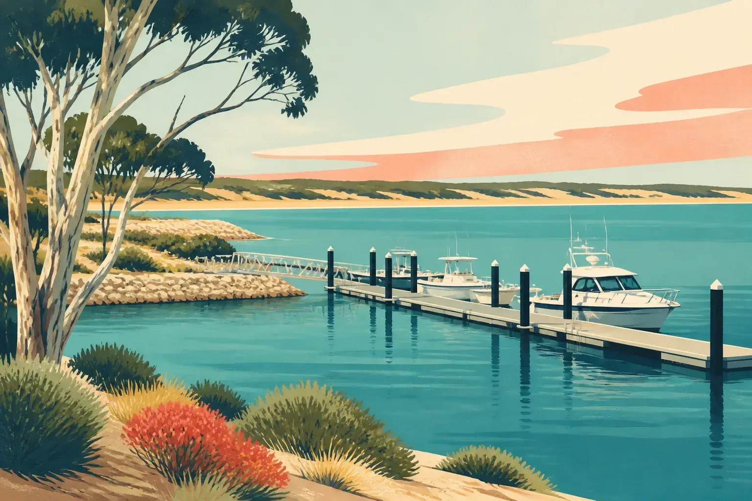 Editorial sailing illustration for Port Gregory Maritime Facility