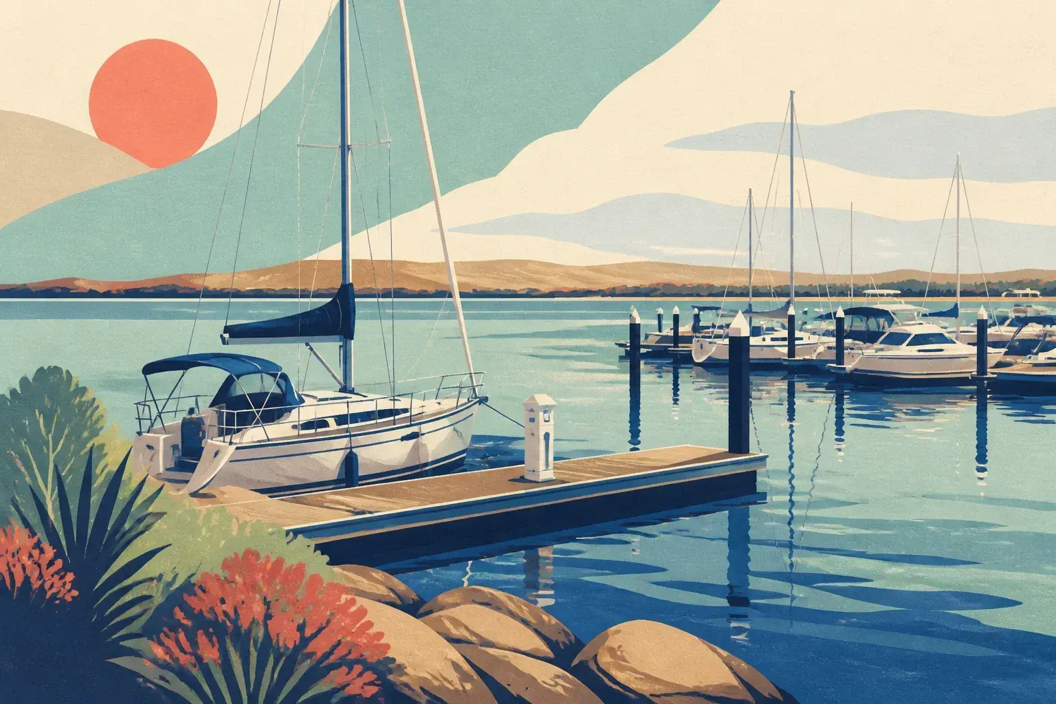 Editorial sailing illustration for Whyalla Marina