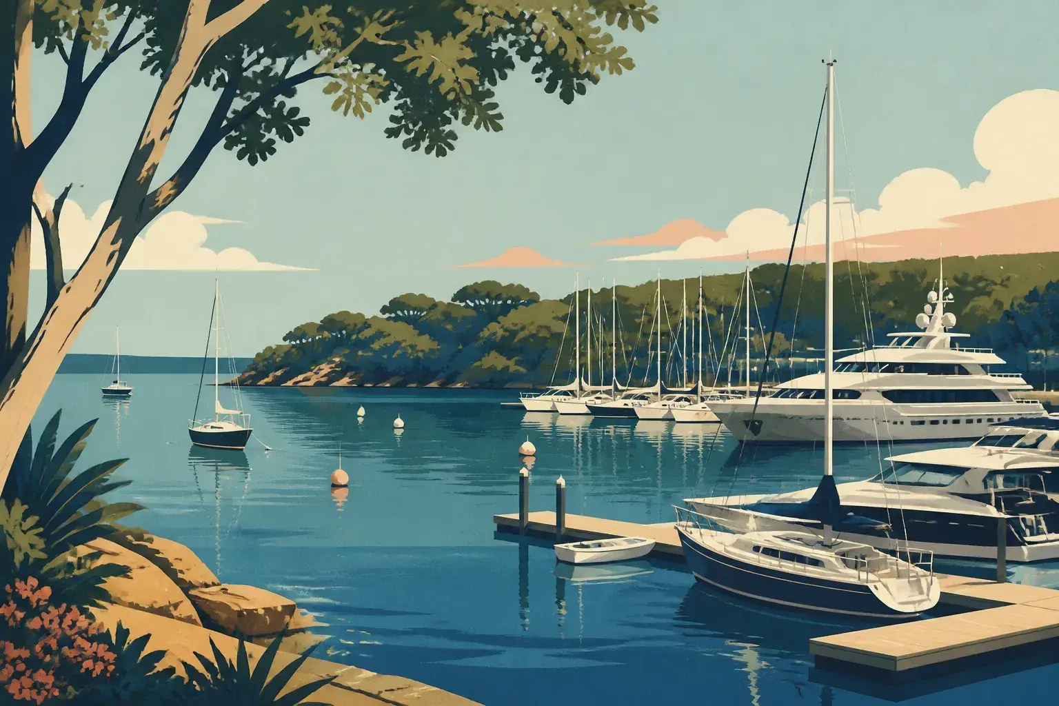 Editorial sailing illustration for d'Albora Marinas The Spit