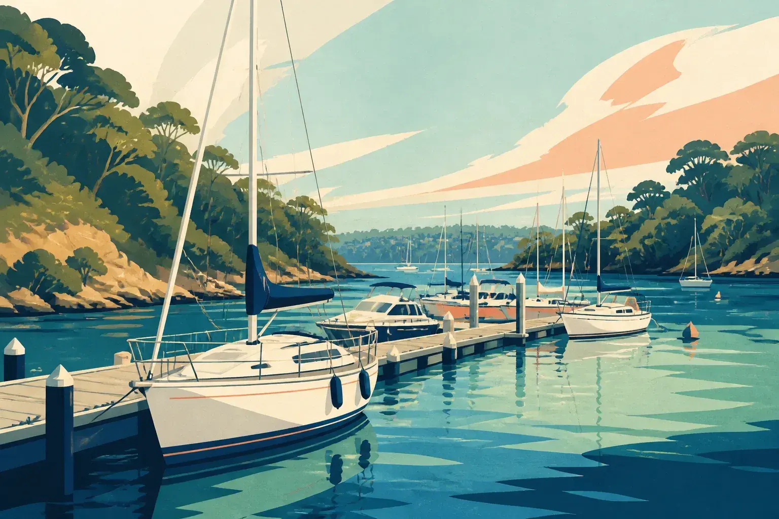 Editorial sailing illustration for Clontarf Marina