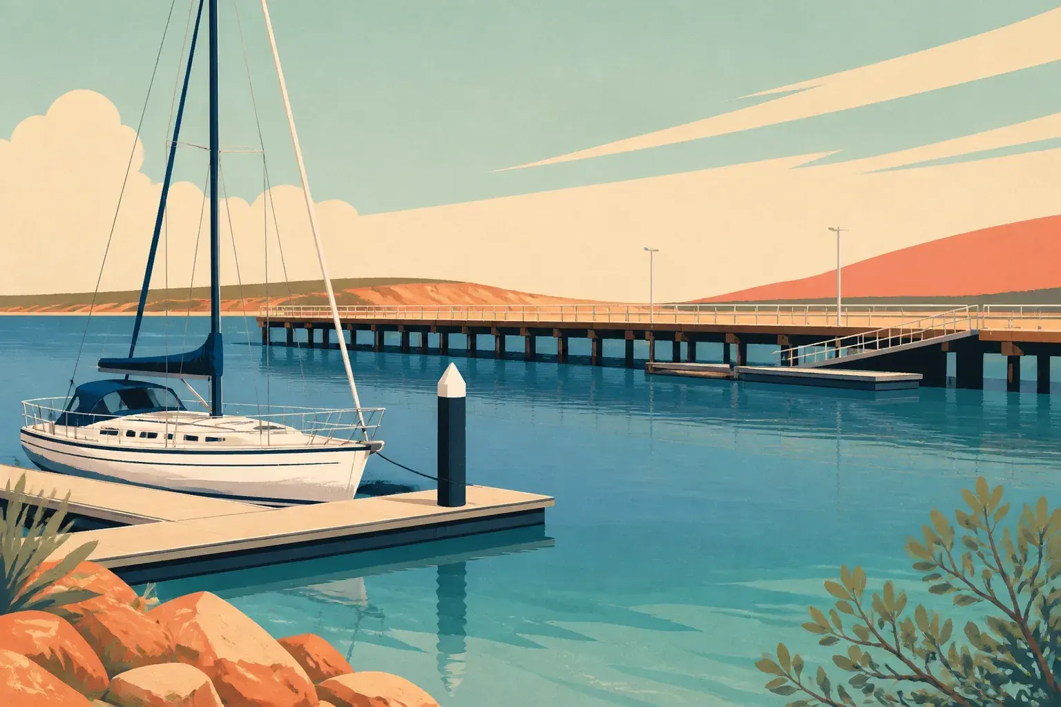 Editorial sailing illustration for Onslow Maritime Facility