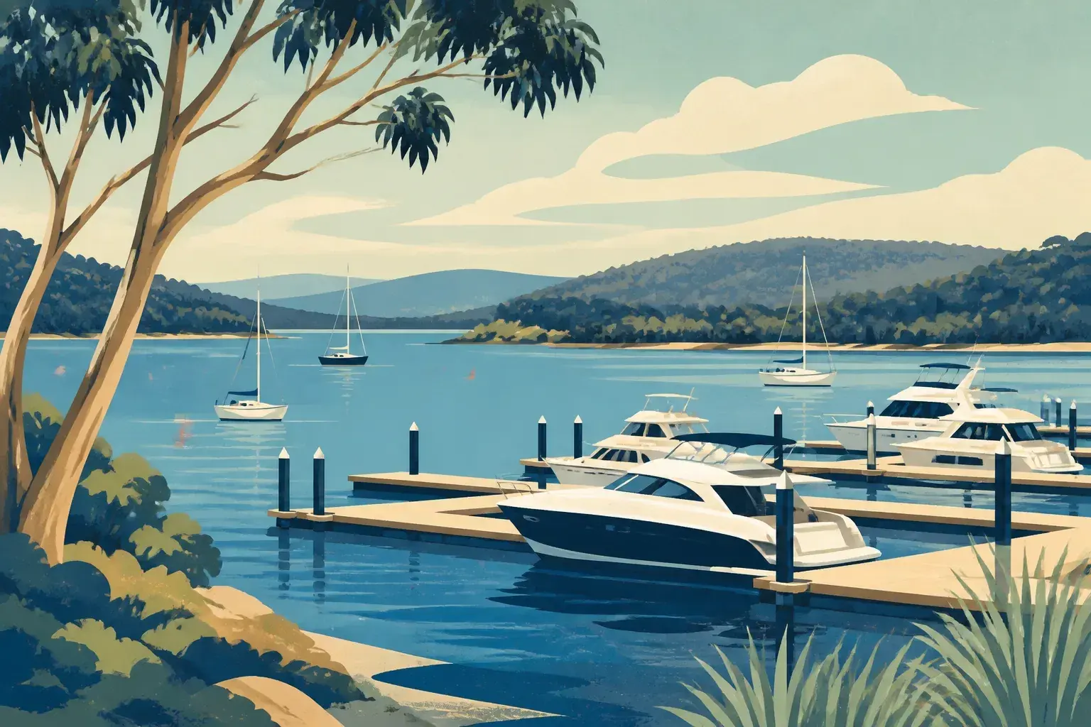 Editorial sailing illustration for Motor Yacht Club of Tasmania