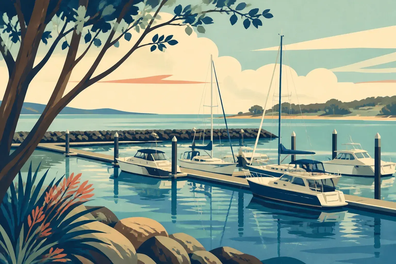 Editorial sailing illustration for Ulladulla Harbour