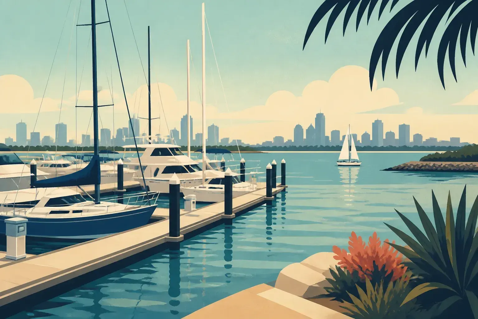 Editorial sailing illustration for d'Albora Marinas Pier 35