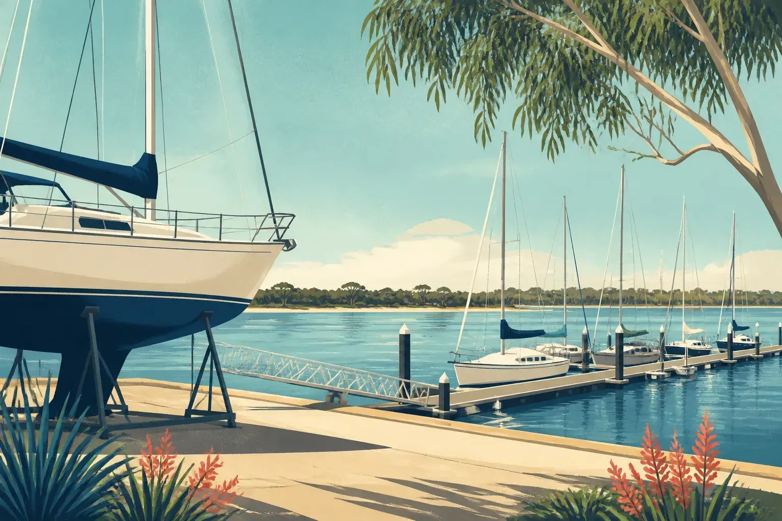 Editorial sailing illustration for SFM Marine