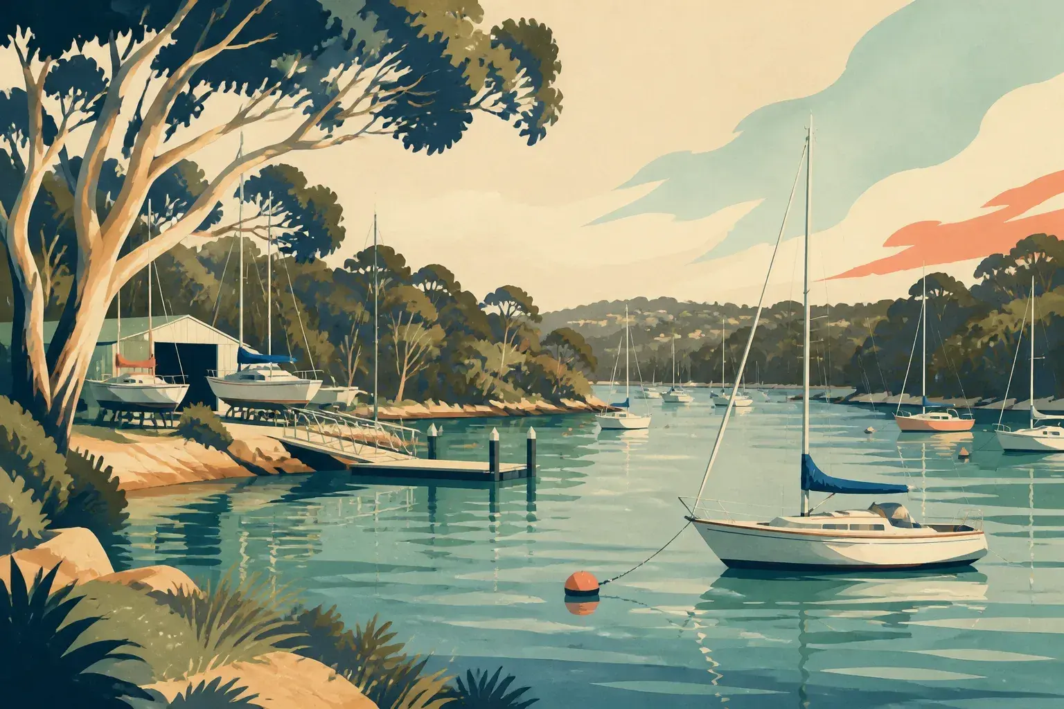 Editorial sailing illustration for Castlecrag Marine