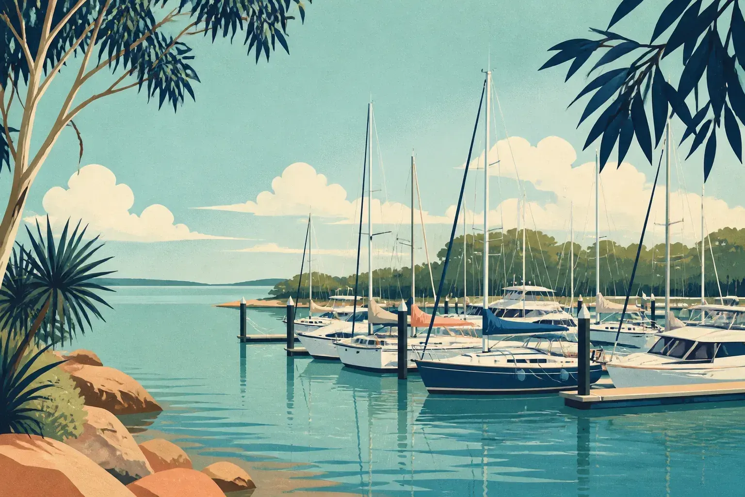 Editorial sailing illustration for Frances Bay Mooring Basin (Duck Pond)