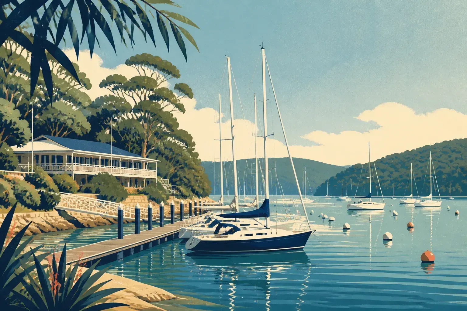 Editorial sailing illustration for Pittwater Aquatic Club