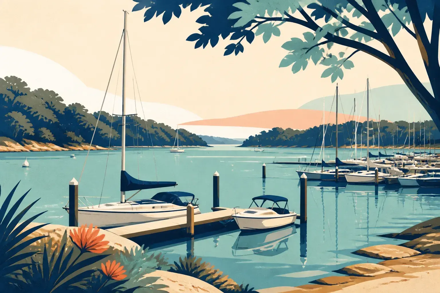 Editorial sailing illustration for Como Marina