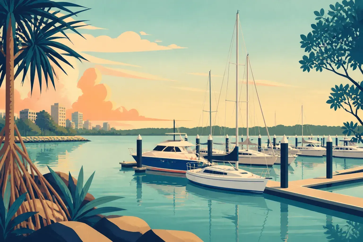 Editorial sailing illustration for Tipperary Waters Marina