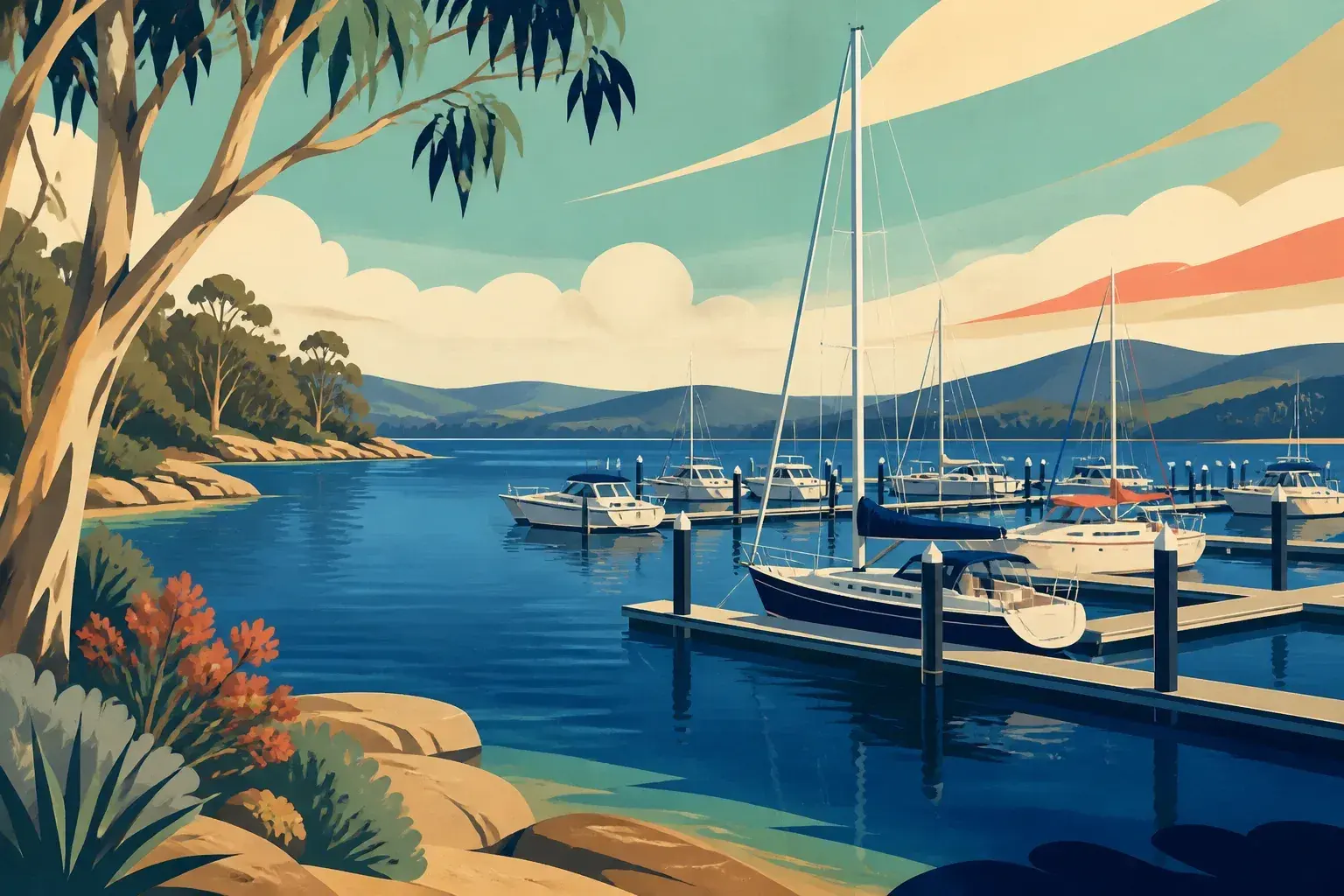 Editorial sailing illustration for South Haven Marina