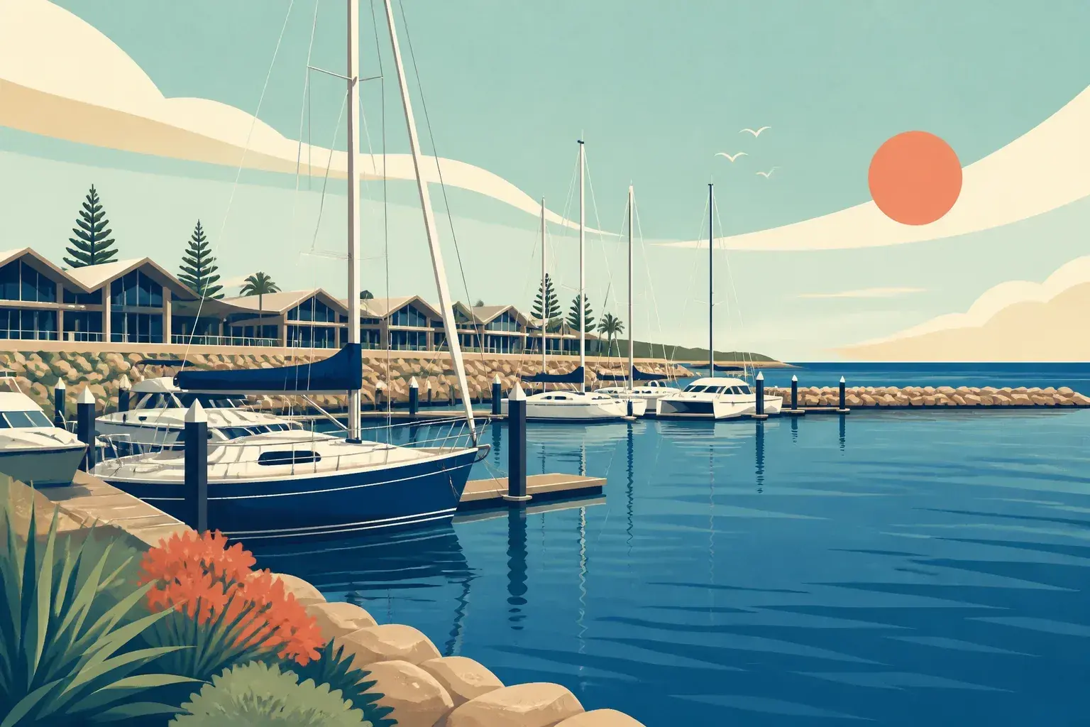 Editorial sailing illustration for Hillarys Boat Harbour