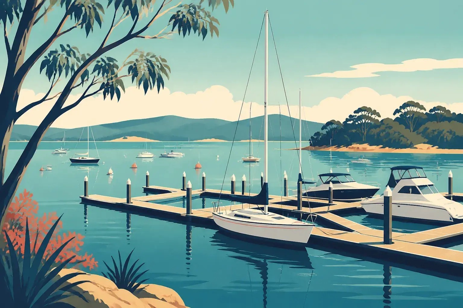 Editorial sailing illustration for Boatshed Number One