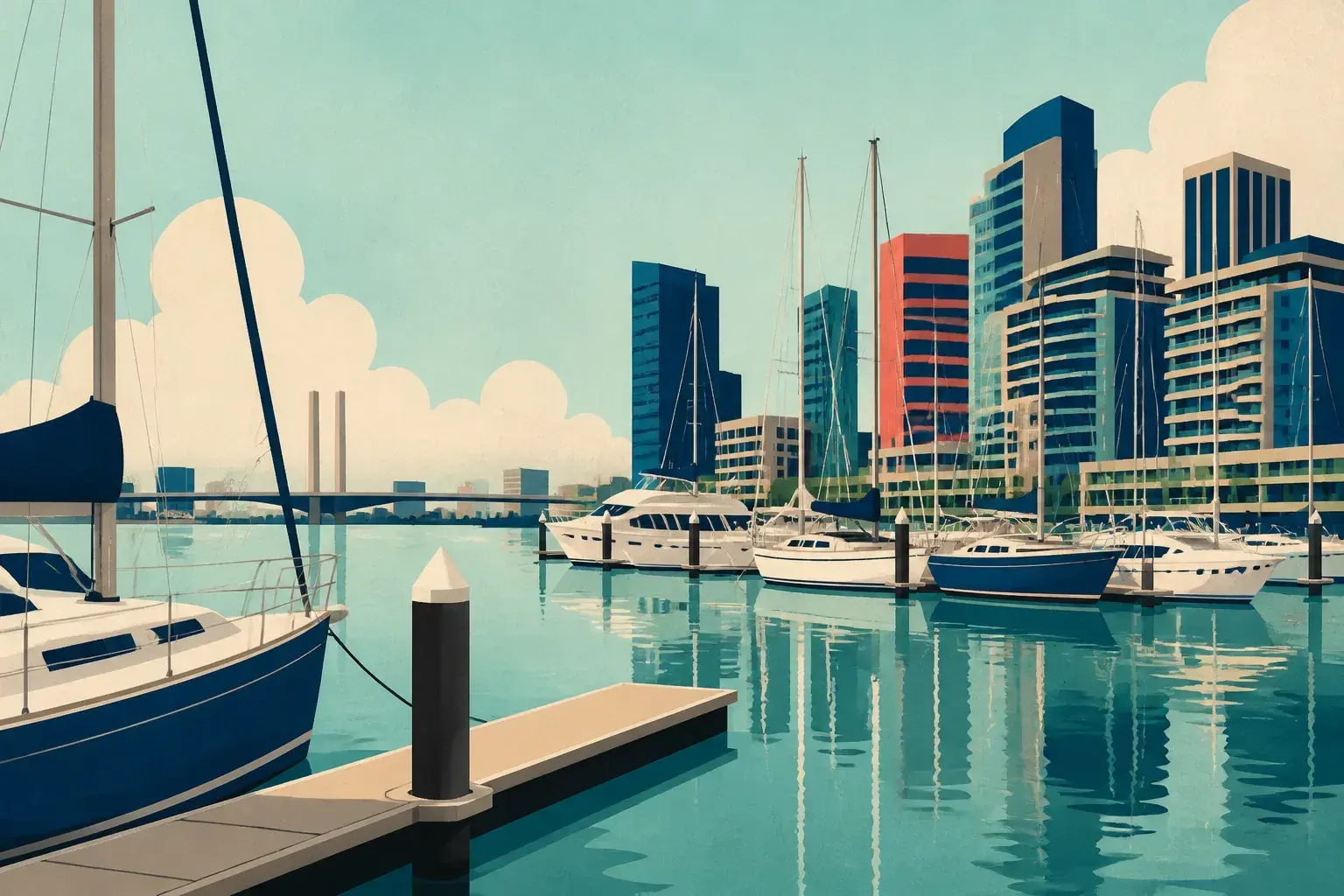 Editorial sailing illustration for d'Albora Marinas Victoria Harbour