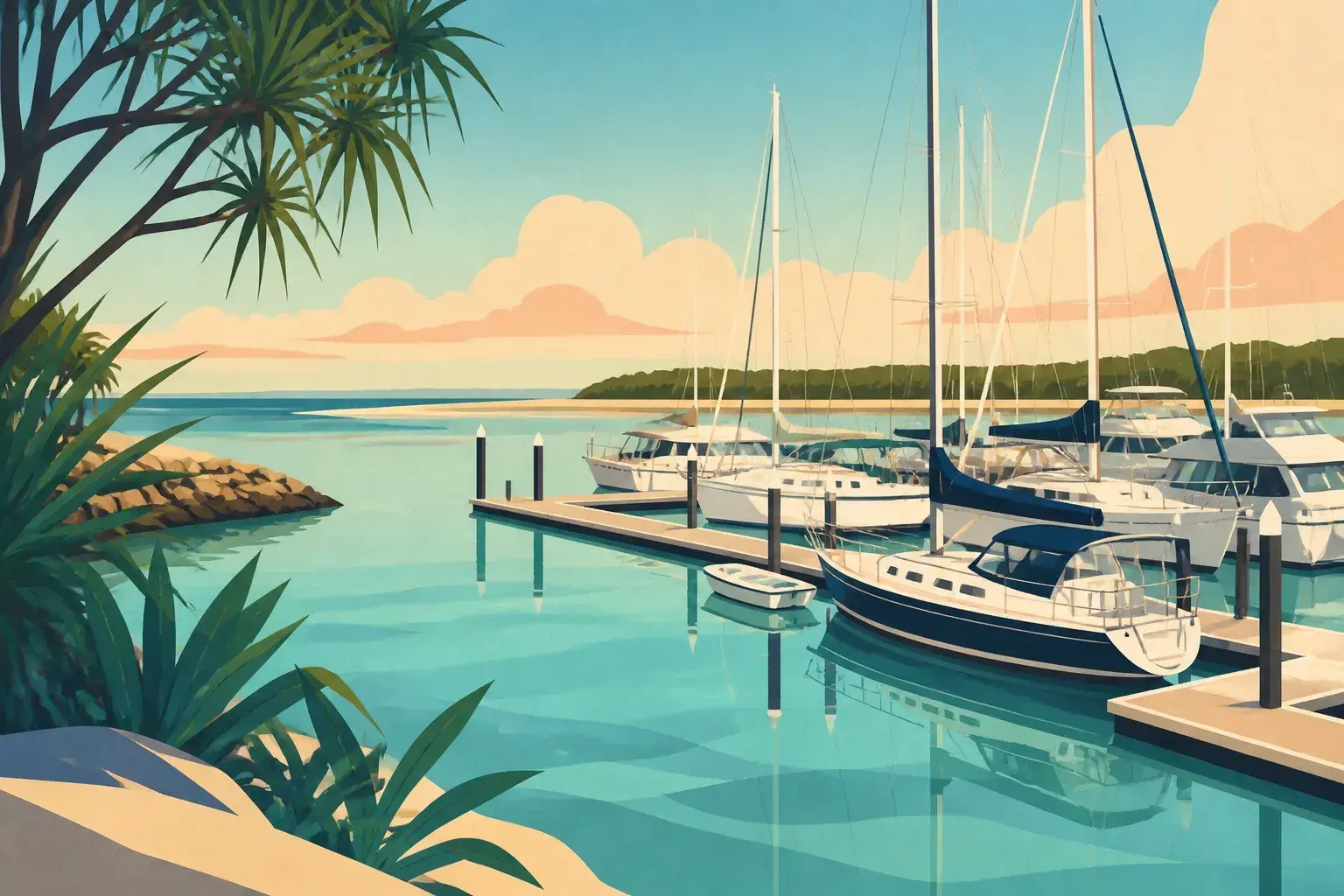 Editorial sailing illustration for Bundaberg Port Marina