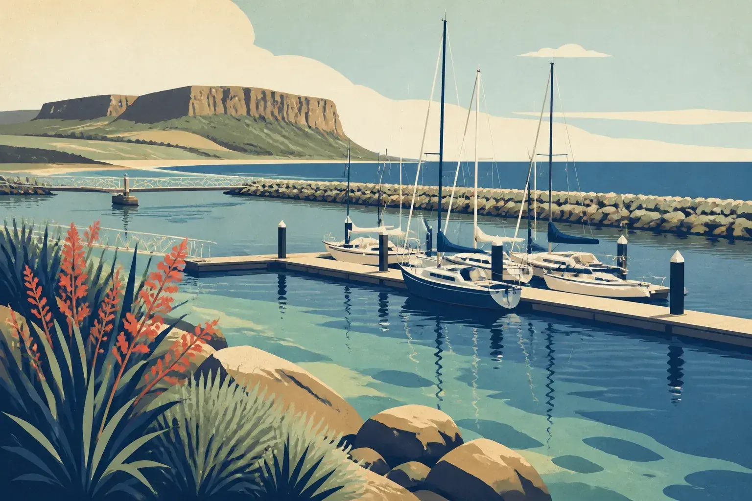Editorial sailing illustration for Stanley Boat Harbour