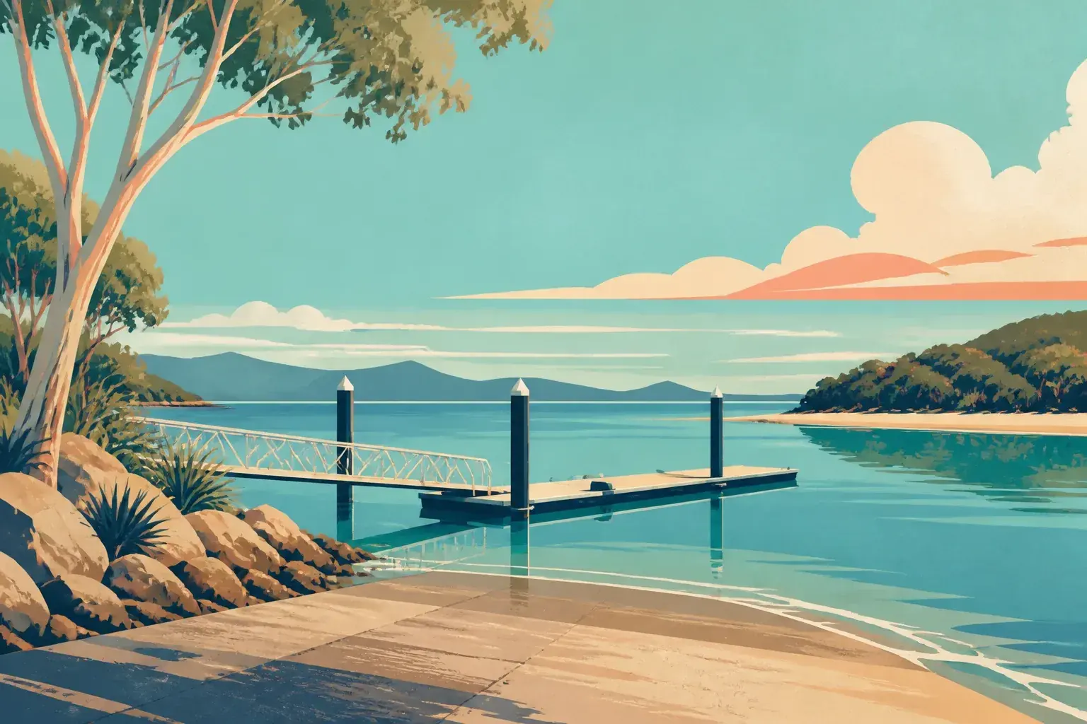 Editorial sailing illustration for Dingo Beach Boat Ramp