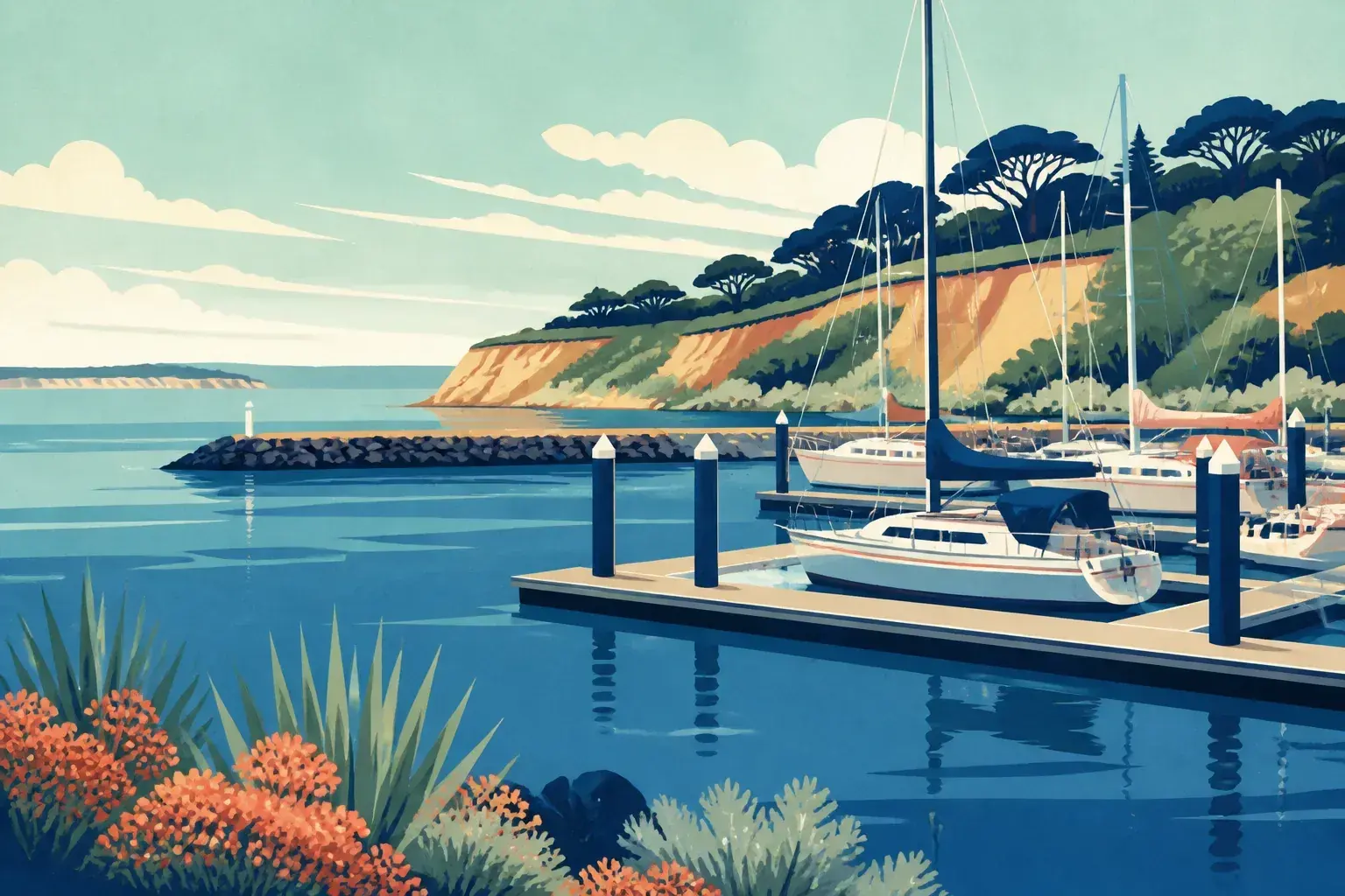 Editorial sailing illustration for Port of Warrnambool (Lady Bay)