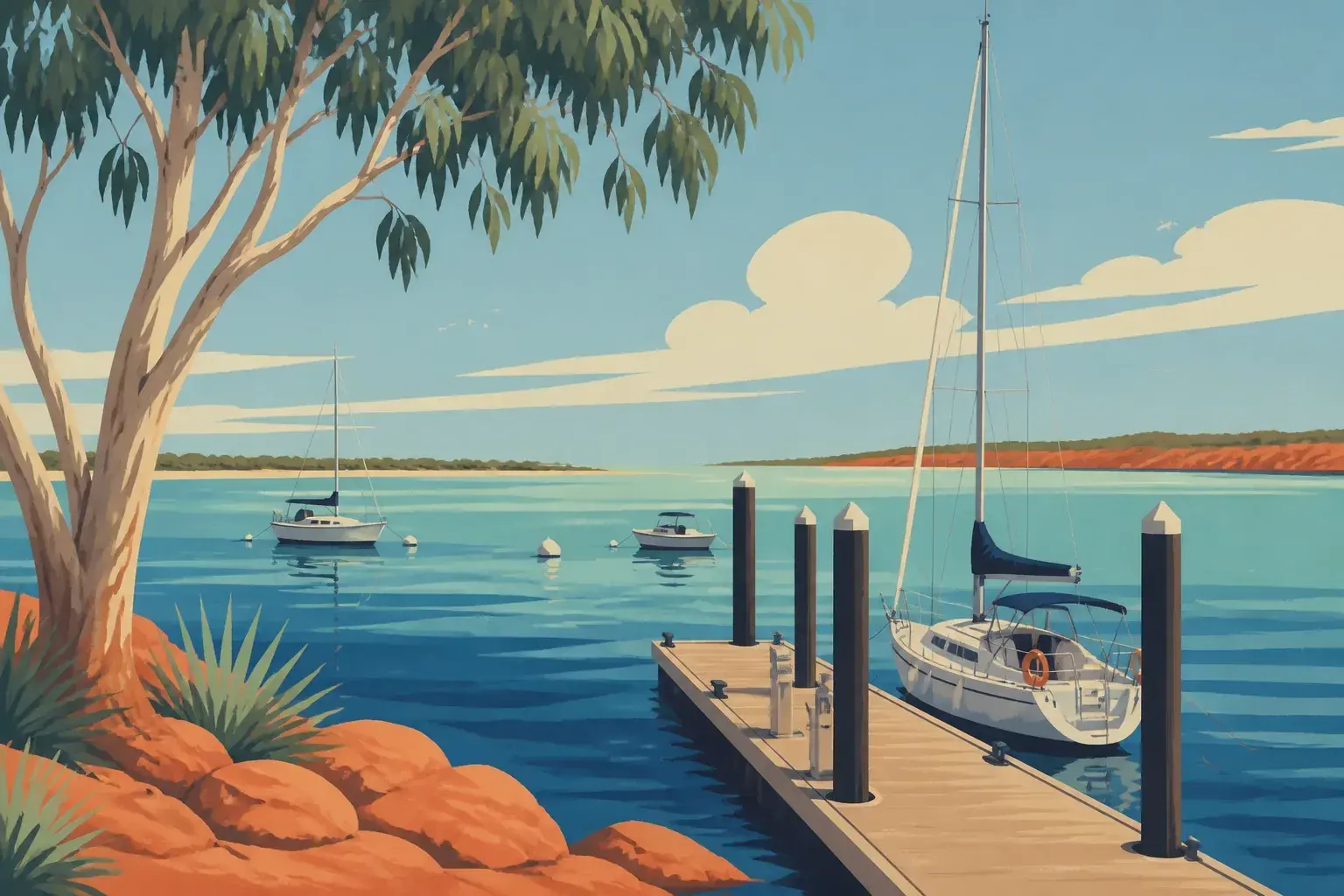 Editorial sailing illustration for Port of Broome (incl. Kimberley Marine Support Base)