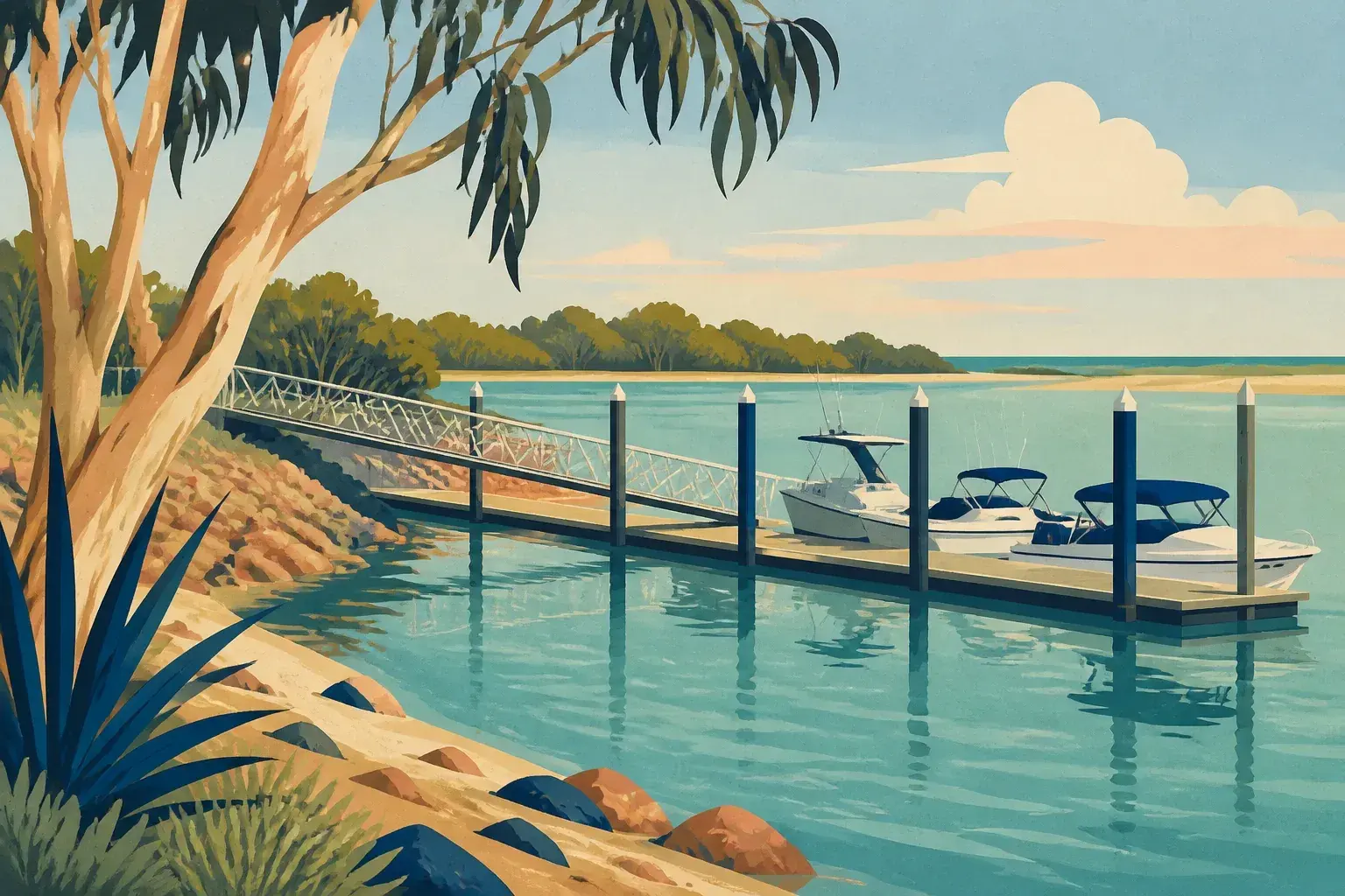 Editorial sailing illustration for Groper Creek Boat Harbour