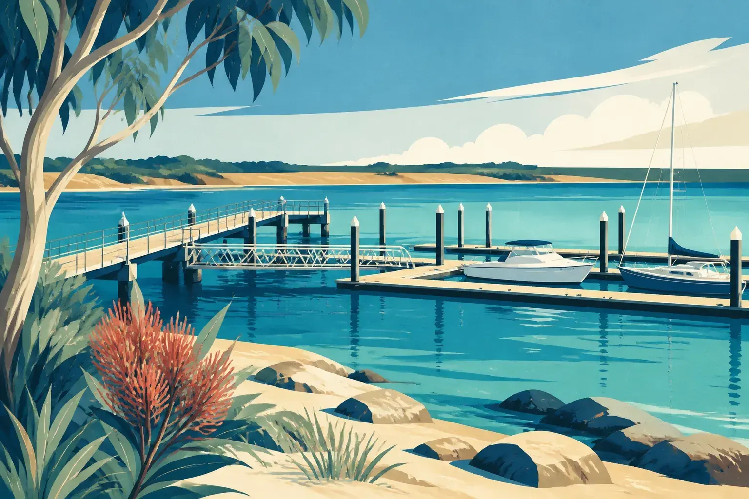 Editorial sailing illustration for Hopetoun Maritime Facility