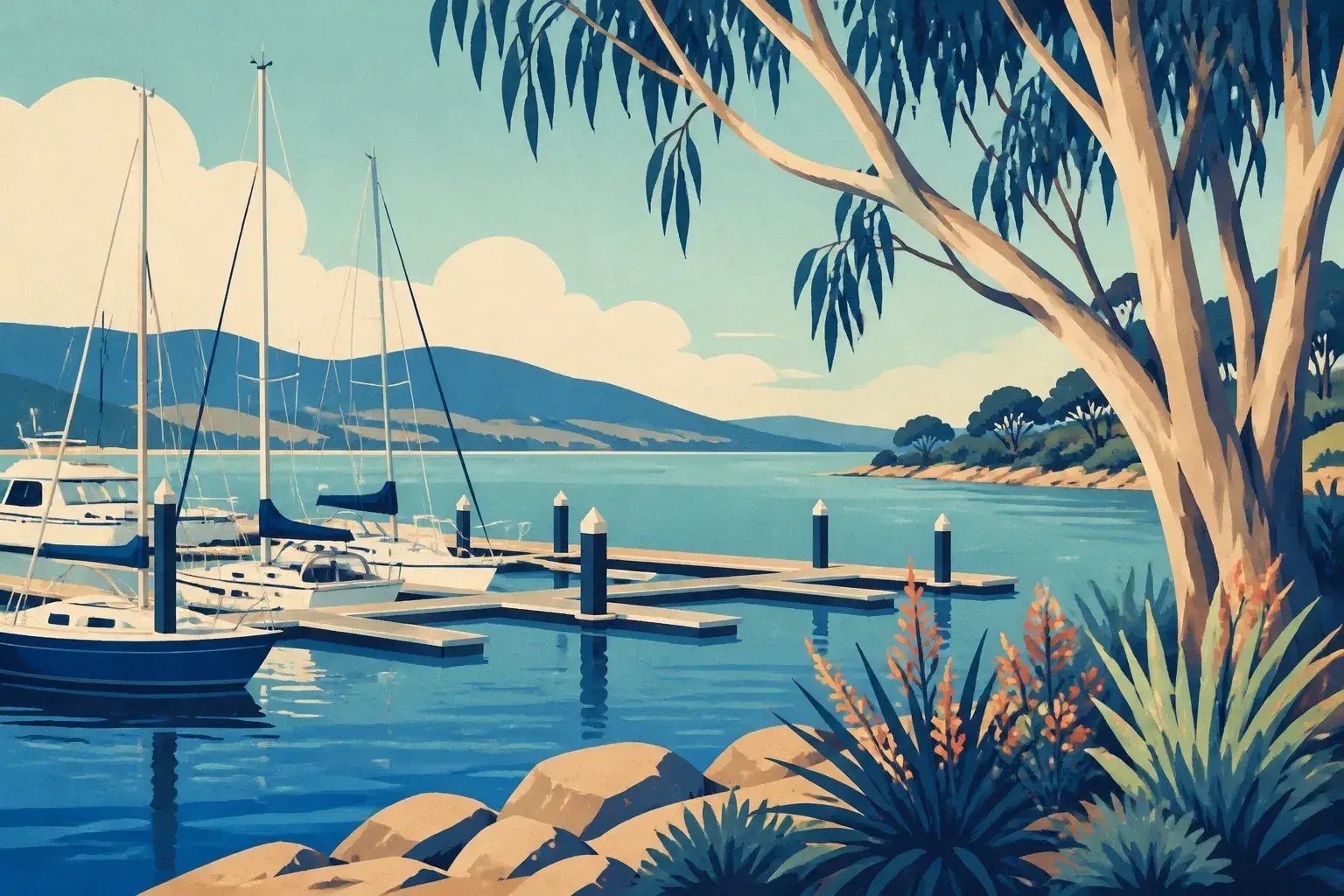 Editorial sailing illustration for Bellerive Yacht Club Marina