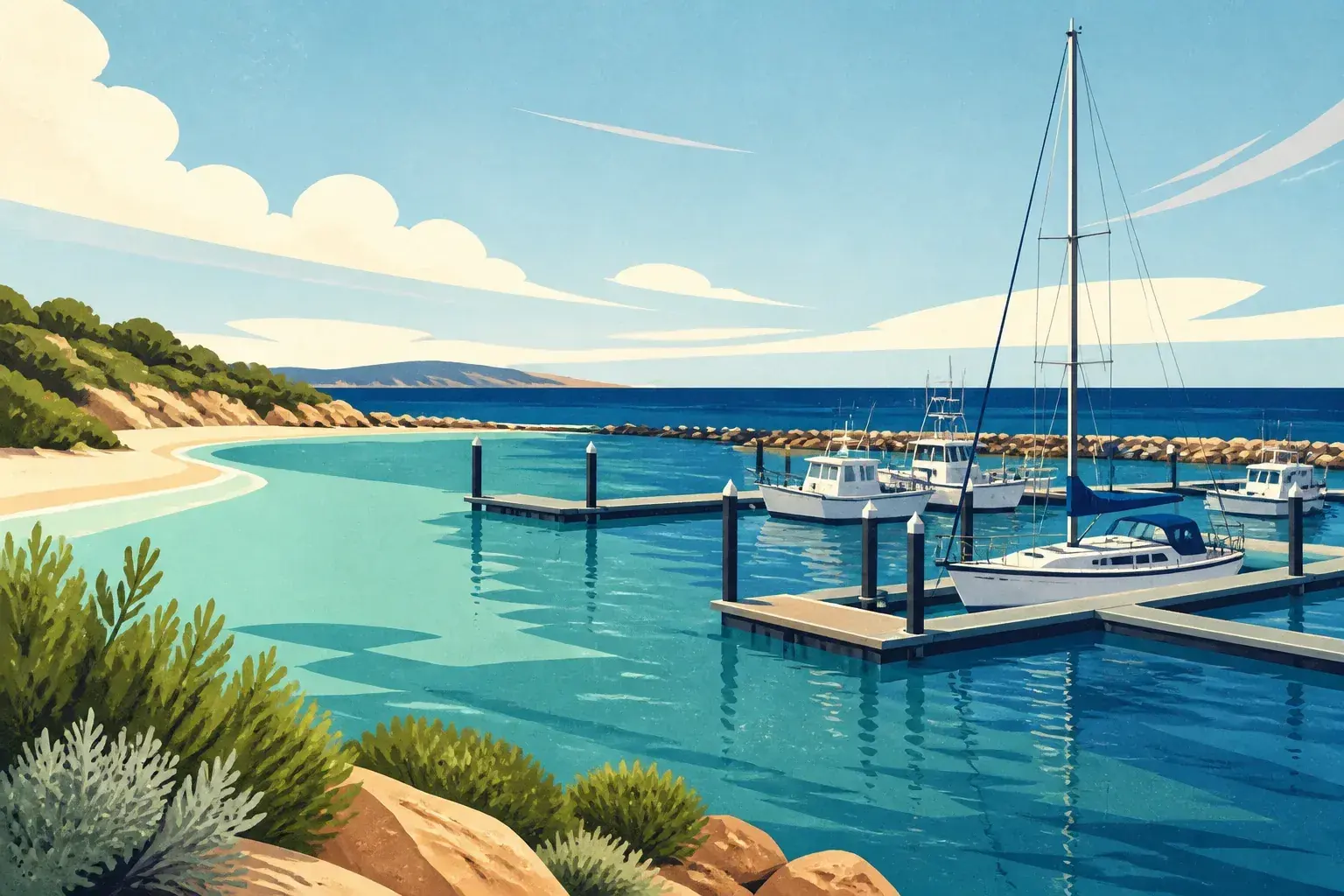 Editorial sailing illustration for Esperance Bandy Creek Boat Harbour