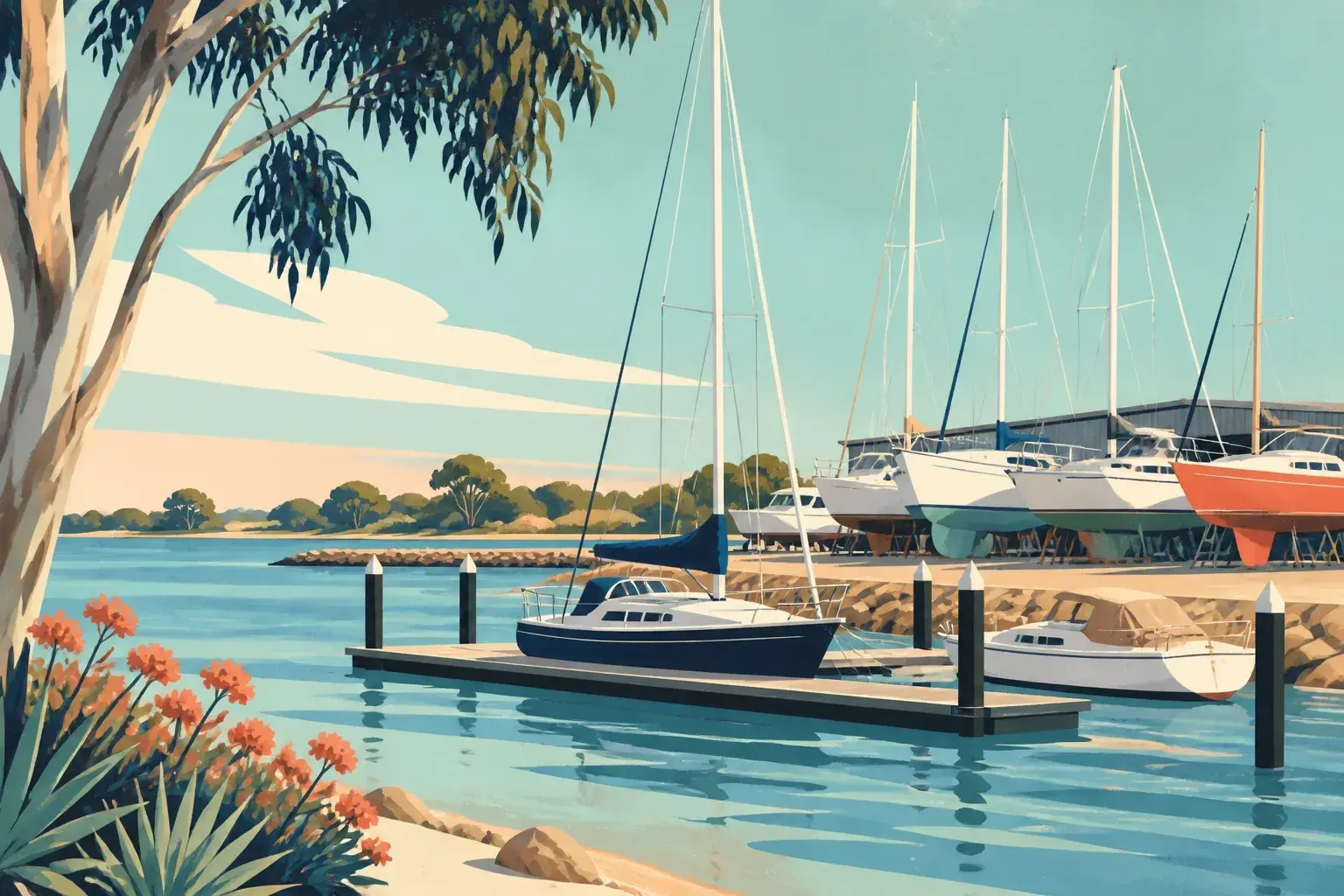 Editorial sailing illustration for Marina Adelaide