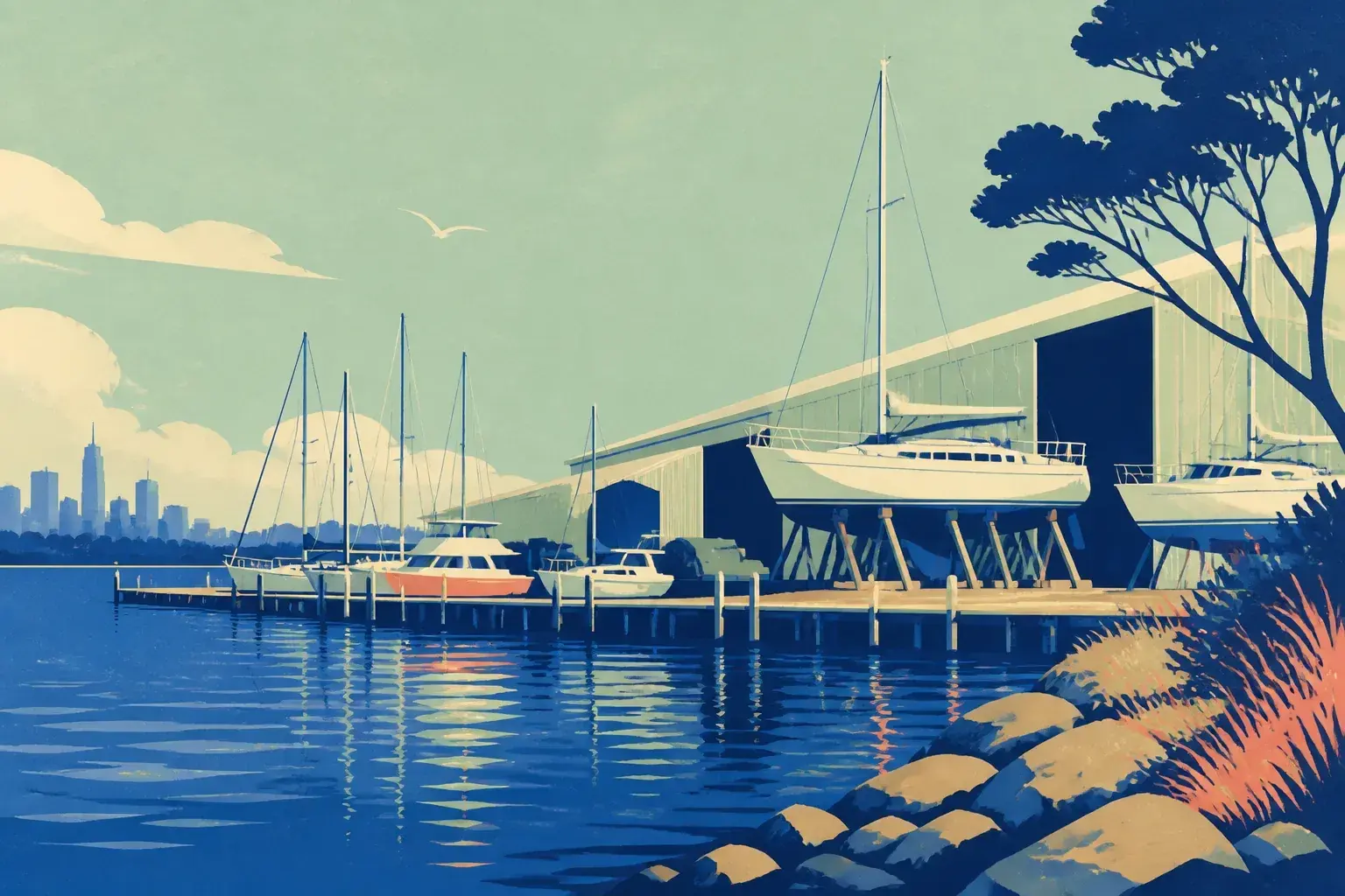 Editorial sailing illustration for Savages Wharf