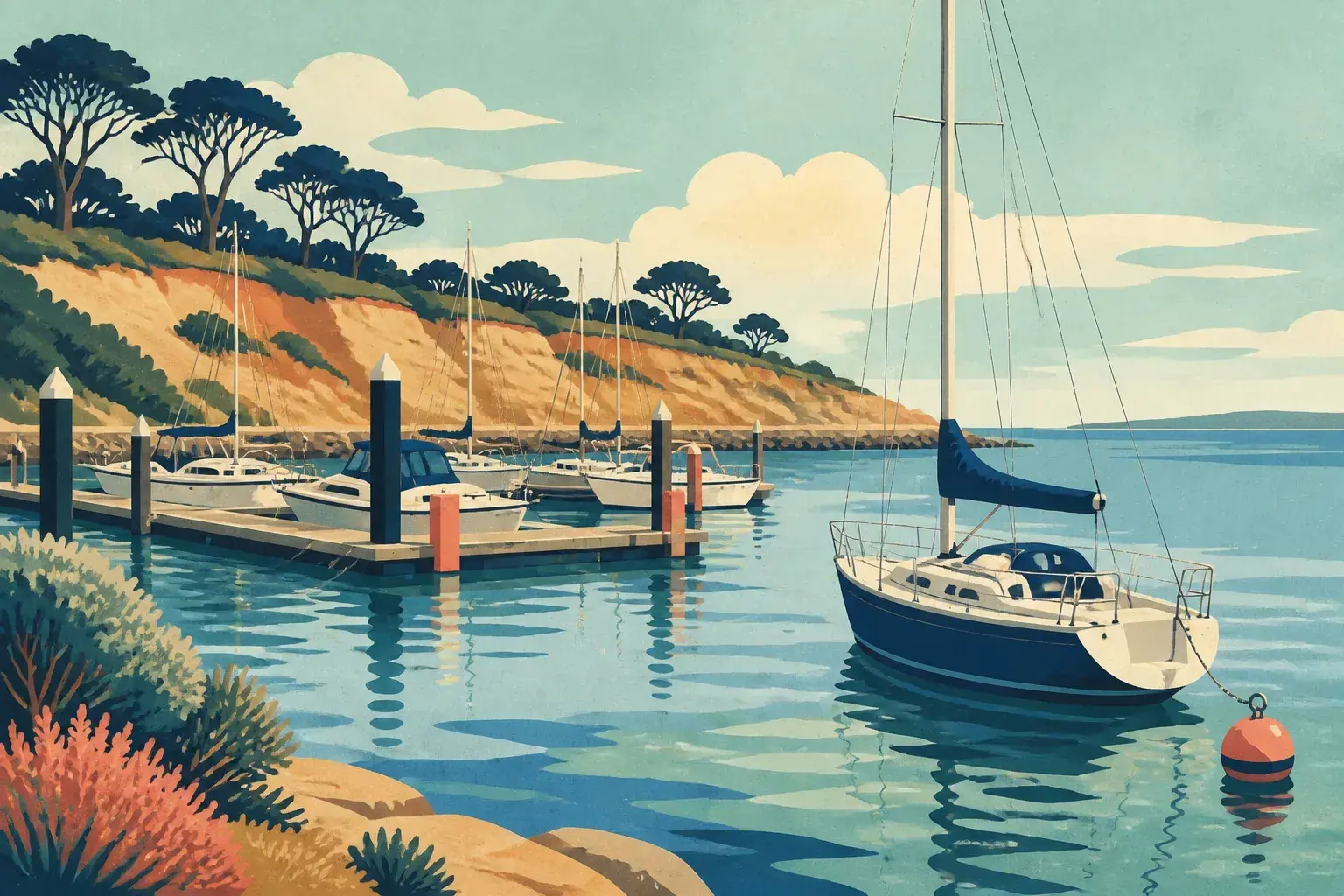 Editorial sailing illustration for Portland Bay Marina