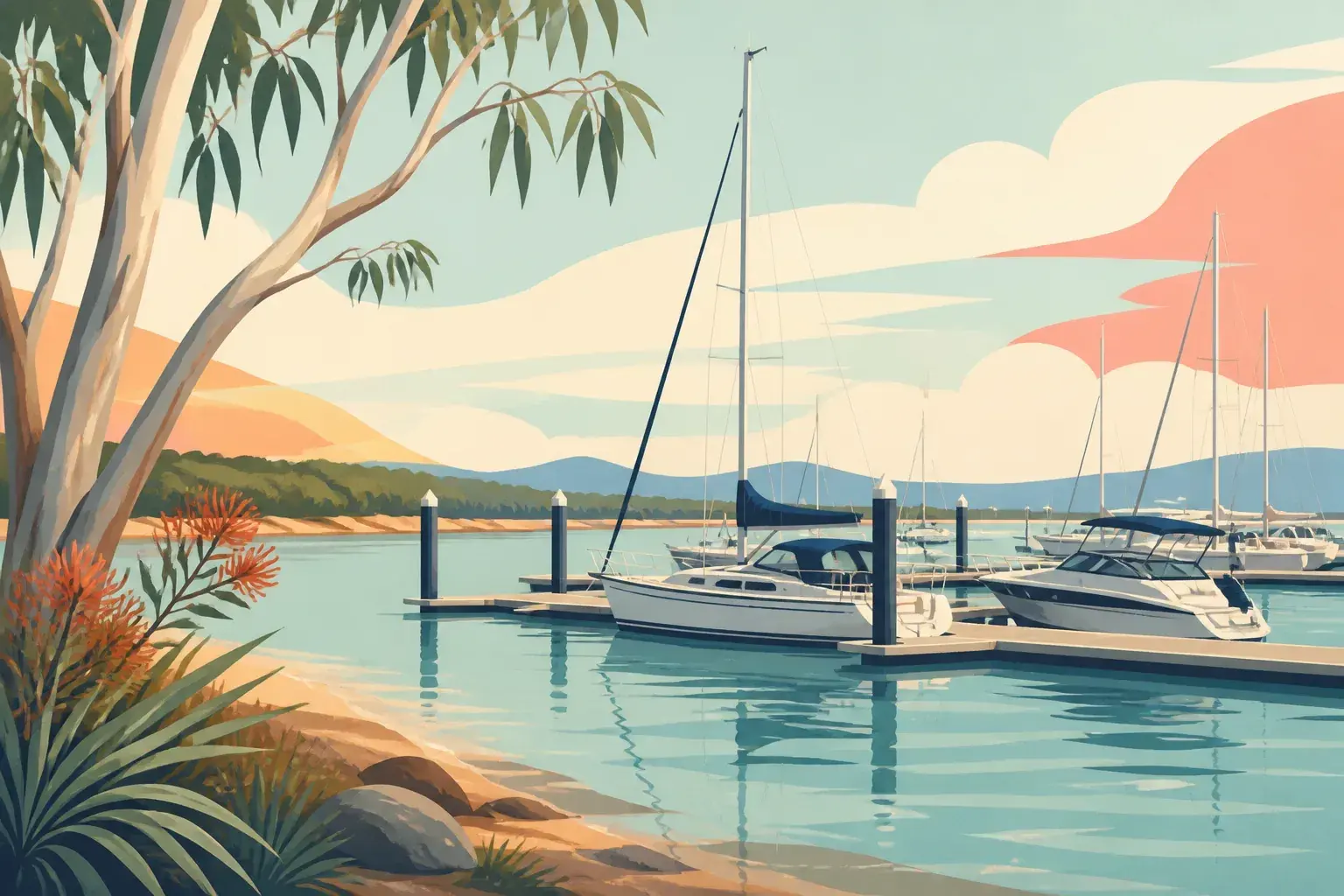 Editorial sailing illustration for 1770 Marina