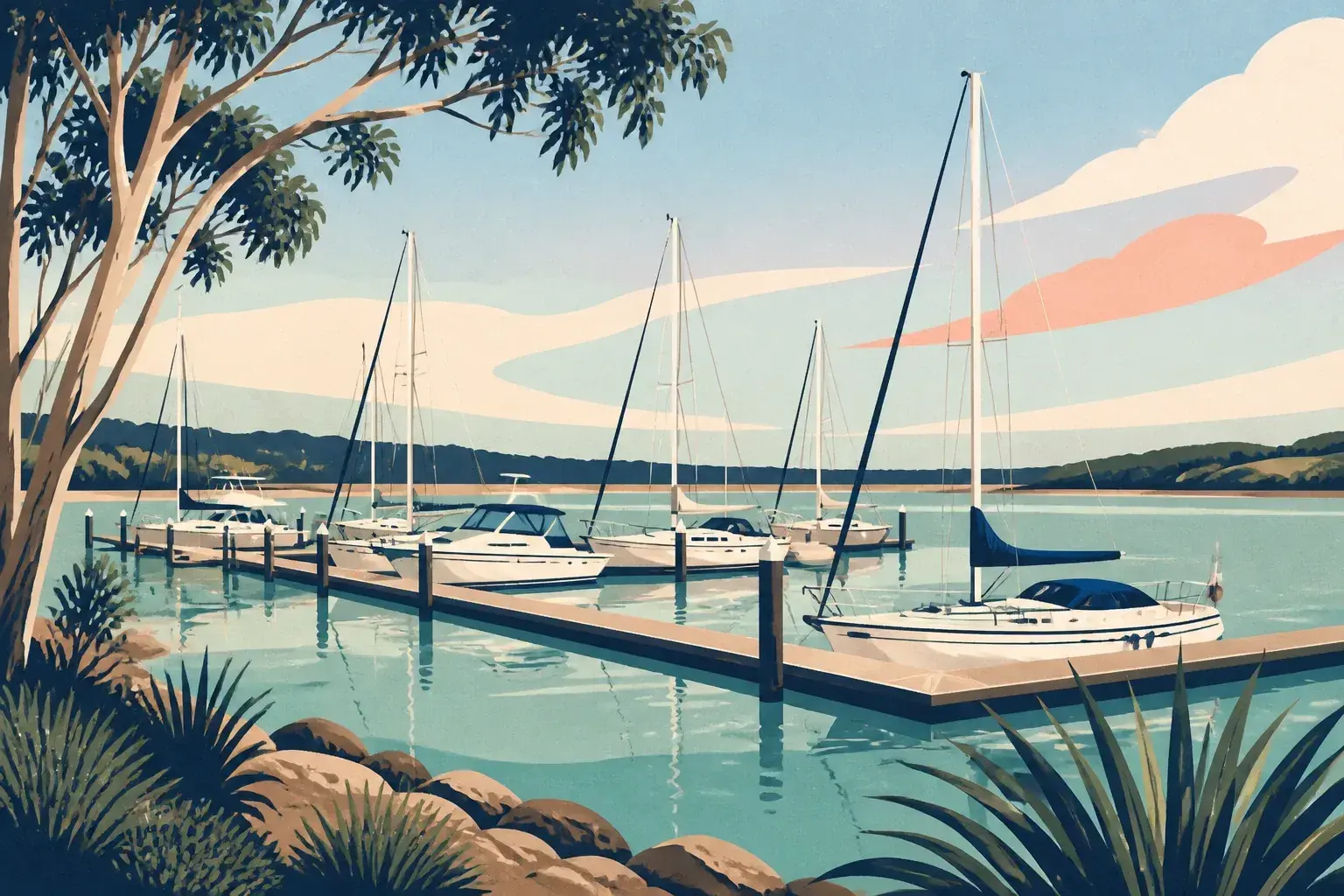 Editorial sailing illustration for Westernport Marina