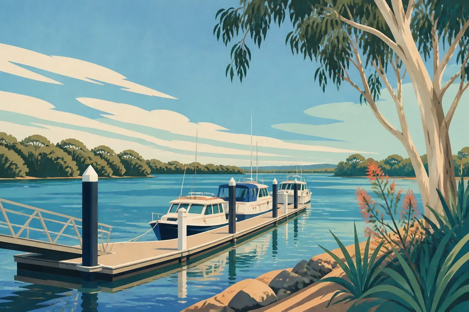 Editorial sailing illustration for Nowra Public Wharf