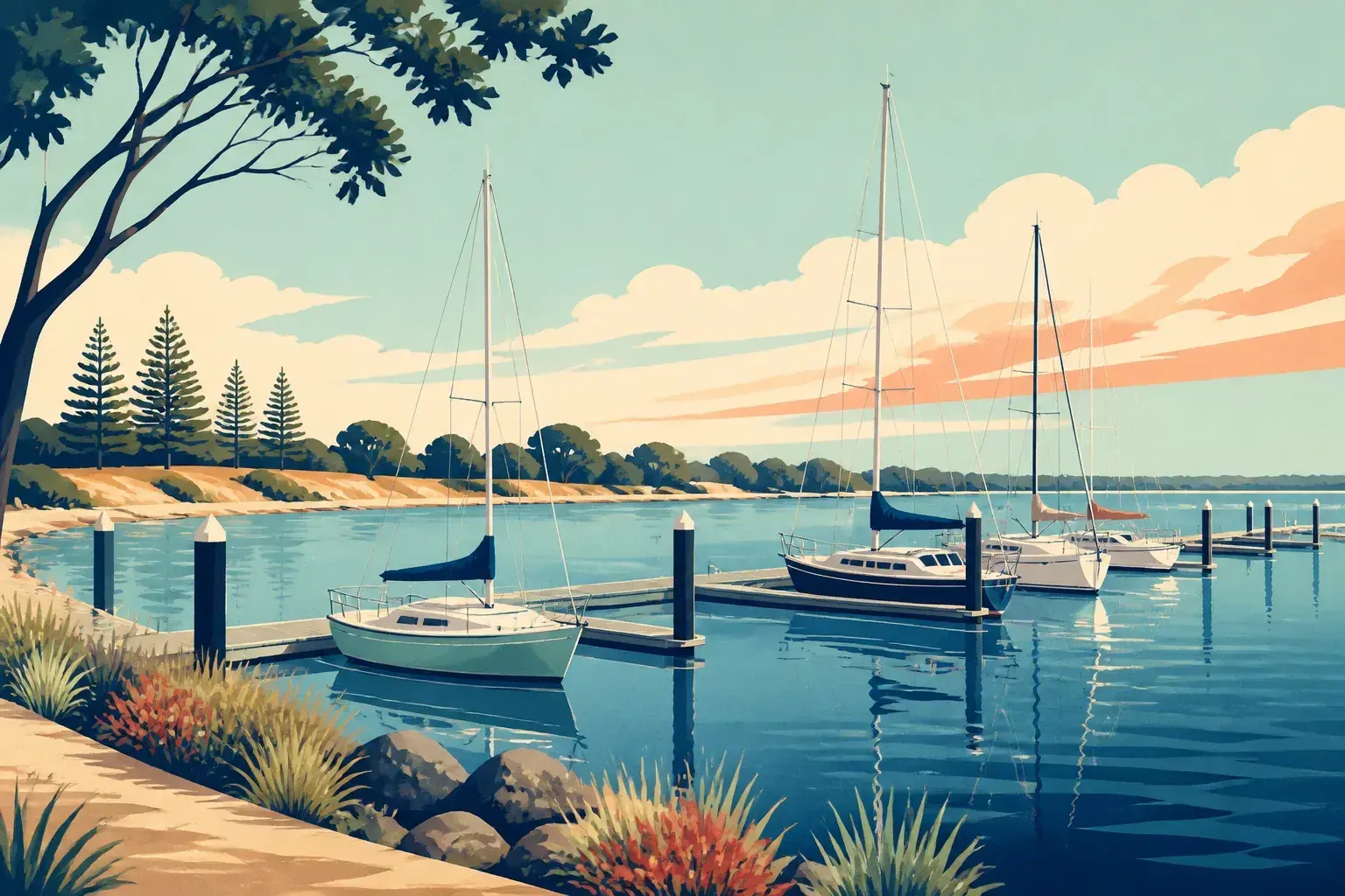 Editorial sailing illustration for Port of Port Fairy