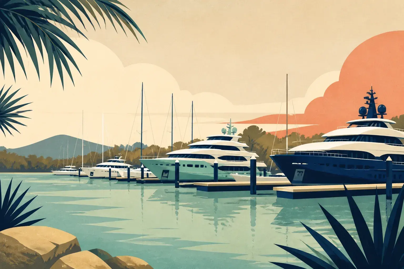 Editorial sailing illustration for The Boat Works