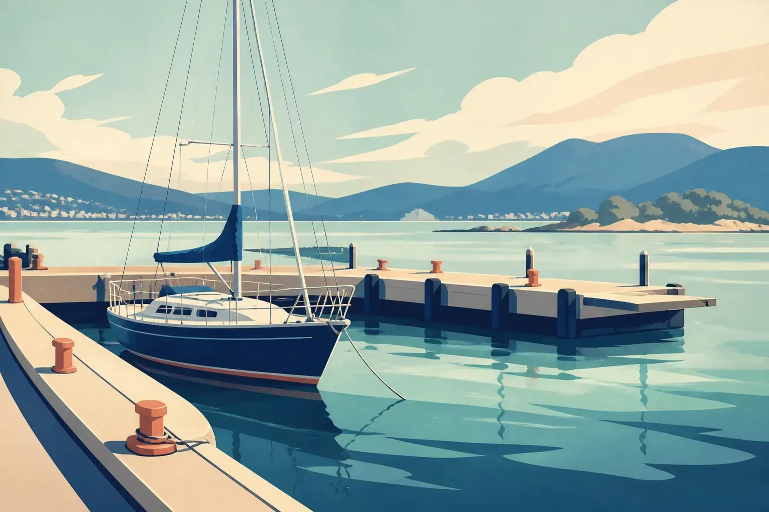 Editorial sailing illustration for Constitution Dock