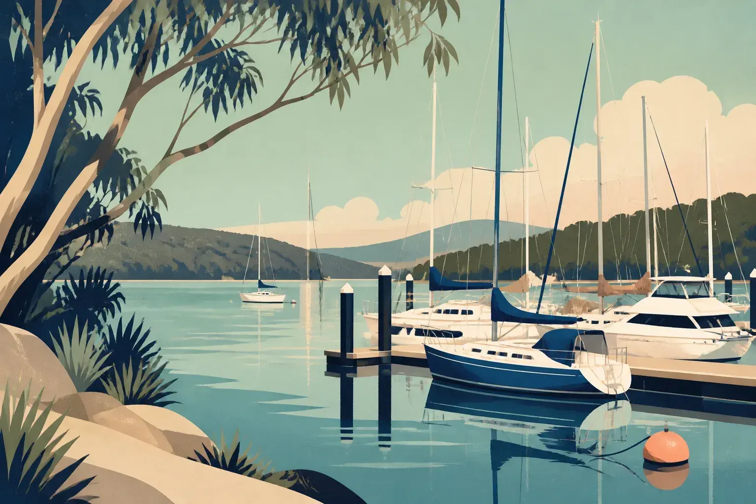 Editorial sailing illustration for Cove Marine