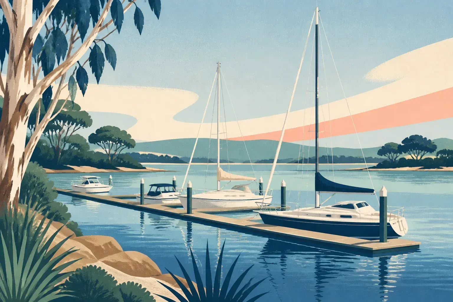 Editorial sailing illustration for Paynesville Boat Harbour (Gippsland Ports)