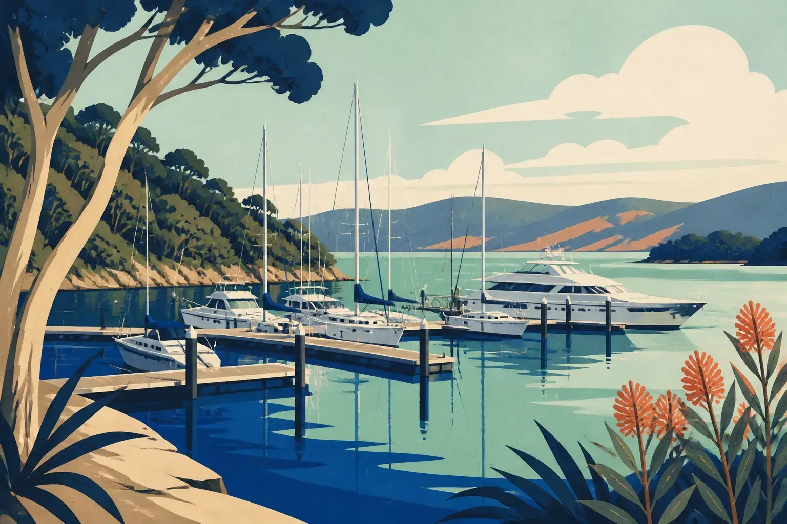 Editorial sailing illustration for Margate Marina