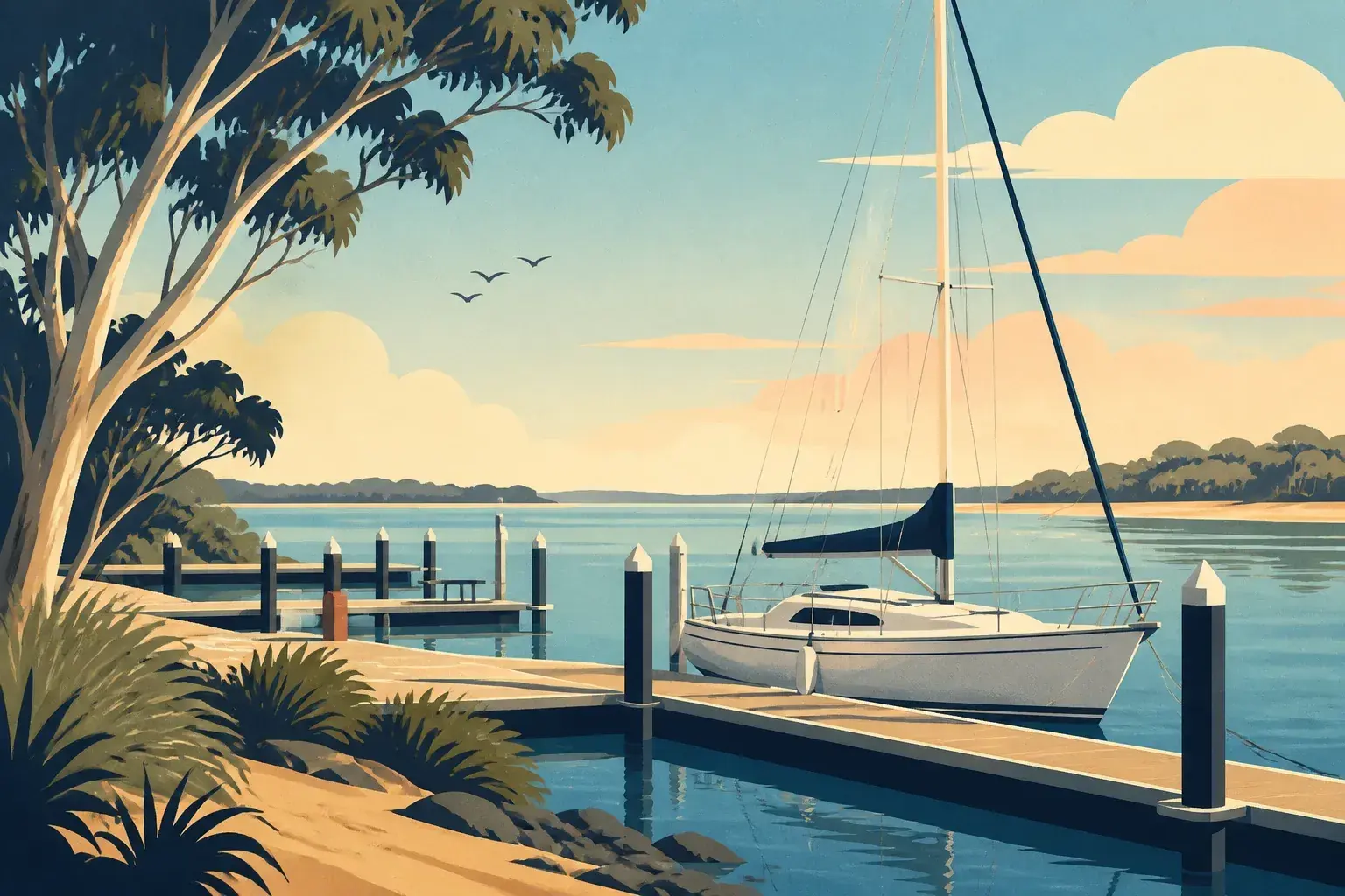 Editorial sailing illustration for Loch Sport Marina