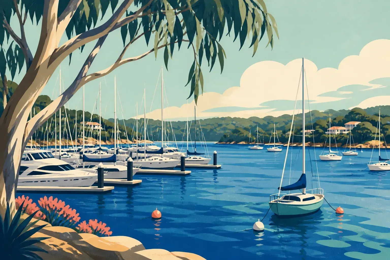 Editorial sailing illustration for Cammeray Marina