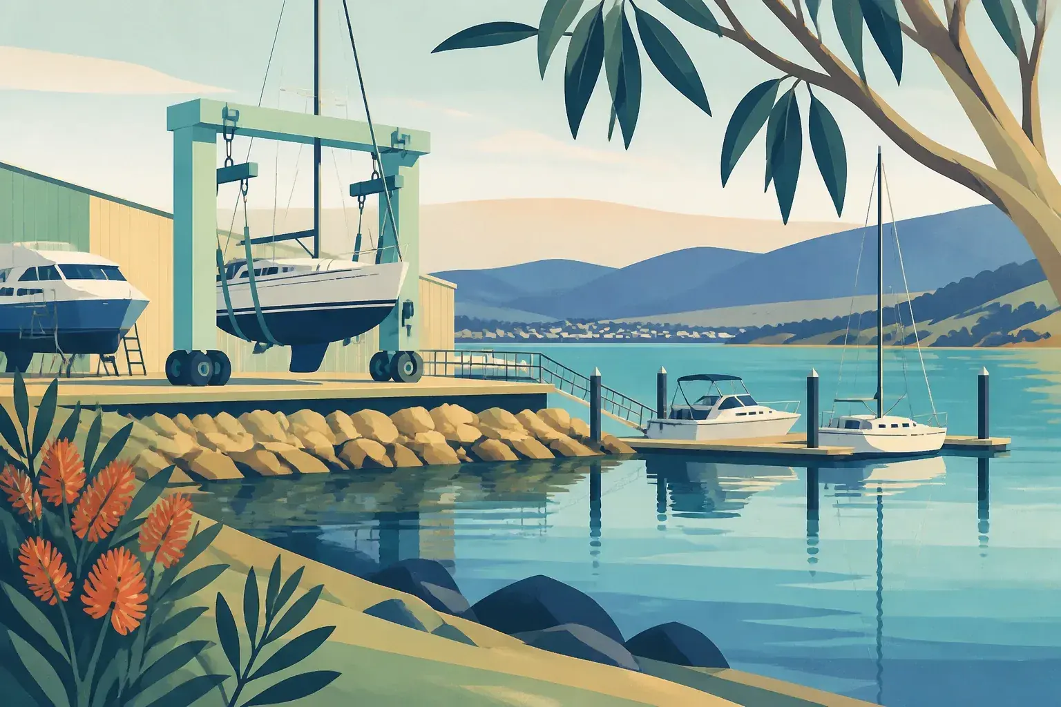 Editorial sailing illustration for CleanLIFT Marine Complex