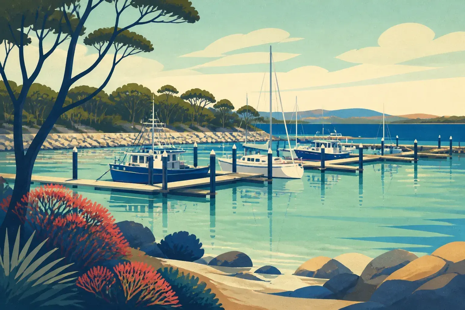 Editorial sailing illustration for Albany Emu Point Boat Harbour