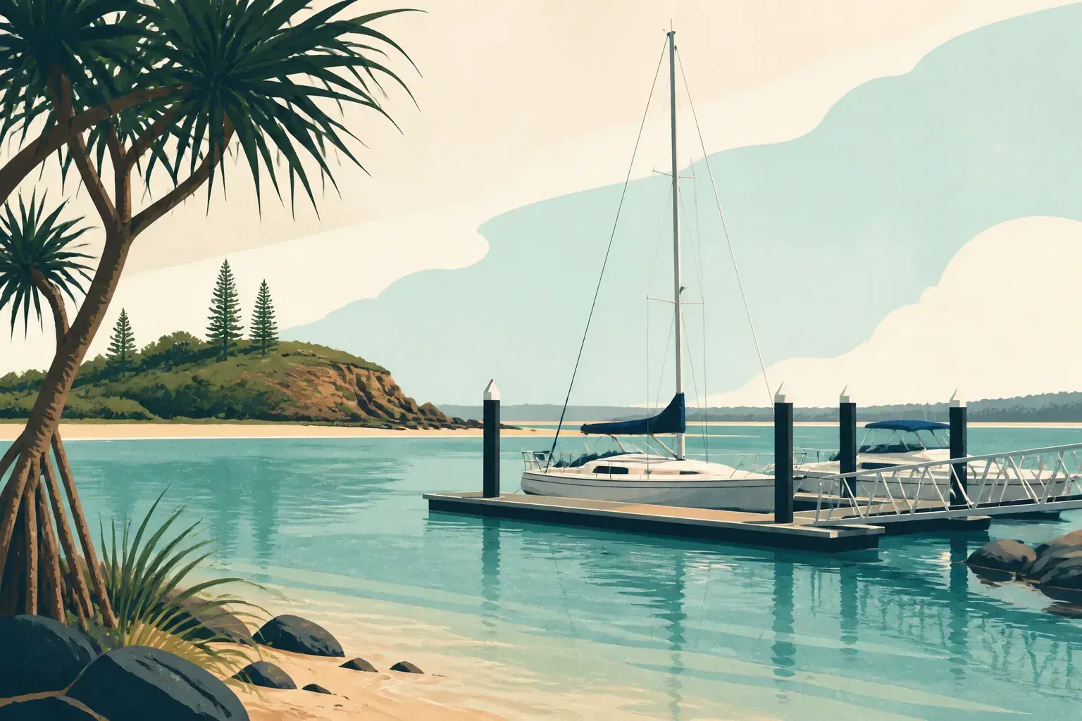 Editorial sailing illustration for Fingal Boat Harbour