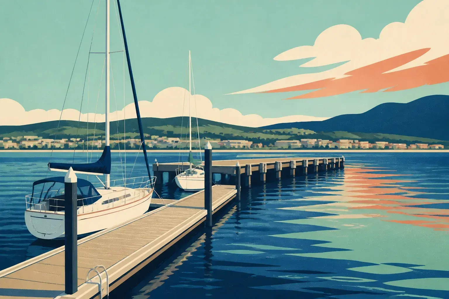 Editorial sailing illustration for Elizabeth Street Pier